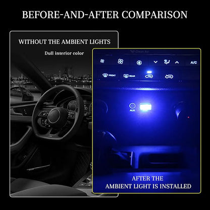 4 PCS USB LED Car Interior Atmosphere Lamp, Portable Mini Auto LED Decor Night Light, Plug-in USB Interface Ambient Lighting Kit, Universal Car Interior Accessories(Blue)