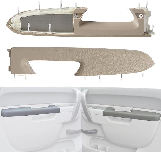 Upgraded Door Armrest Repair Kit Left Driver & Right Passenger Side Door Panel Handle Tan Compatible with 2010-2014 Chevy Silverado GMC Sierra 1500 2500HD 3500HD Replaces 22818467 22818472