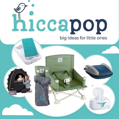 Hiccapop OmniBoost Travel Booster Seat with Tray for Baby | Folding Portable Baby Booster Seat for Dining Table, Camping, Beach, Grandma’s | Tip-Free Design Straps to Kitchen Chairs - Booster Chair