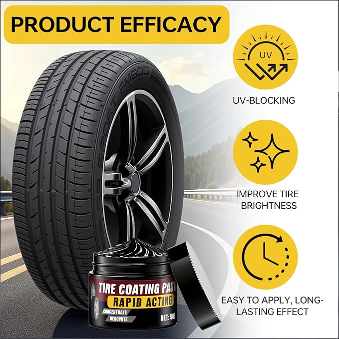 3PCS Tire Coating Paste, Tire Polishing Paste, Car Tire Shine with Sponge, Long-Lasting, UV Protection & Weather Resistant Tire Coating for Car, Truck, Motorcycle, RV