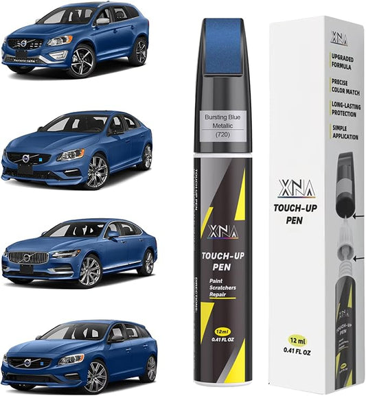 XNA Bursting Blue Metallic(720) for Volvo Touch Up Paint, Car Scratch Remover for Nicks and Chips Repair, 2-In-1 Quick & Easy Fix Car Scratch Repair Kit with Exact Color-Matched