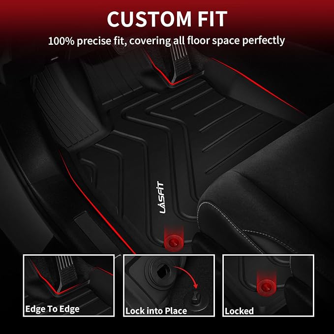 LASFIT Floor Mats for Lexus RX 2022 2021 2020 2019 2018 2017 2016 RX350 RX450h(Not for RX L), All Weather Floor Liners Custom Fit TPE Car Mats,Front & Rear Mats, Black