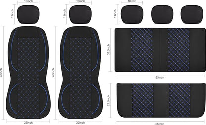 YGL Breathble Car Seat Covers Front Set, Washable Seat Covers for Cars, Premium Cloth Car Seat Protectors, Interior Covers for Cars,Sedan Van Truck SUV(Black/Blue)
