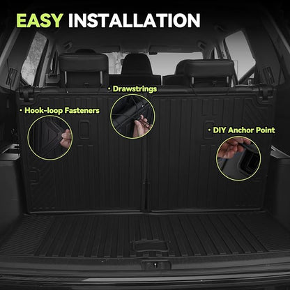 Tongama-Floor Mats for 2027 Kia Telluride 7 Seats with Bucket Seat(Only Gas), All Weather TPE Trunk Mat with Backrest Mat & 2nd Row Backrest Mats & Cargo Net for Kia Telluride Floor Liner Accessories