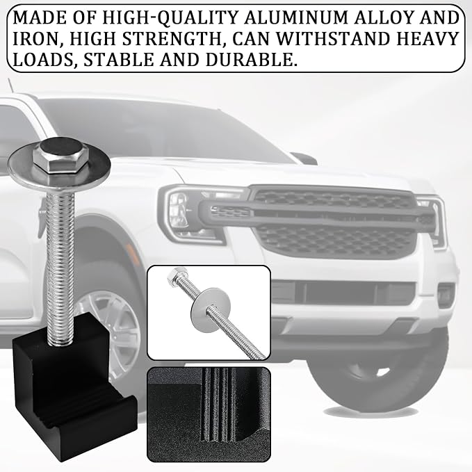 4PCS Truck Tool Box Mounting Kit, J Hook Truck Crossover Tool Boxes for Bed of Truck Aluminum Pickup Toolbox Rail Mounting Kit for Fix Tool Boxes Tie Downs Comes with Fastening Nuts(Black)