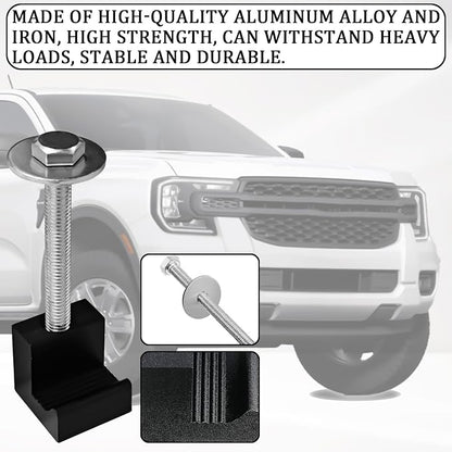 4PCS Truck Tool Box Mounting Kit, J Hook Truck Crossover Tool Boxes for Bed of Truck Aluminum Pickup Toolbox Rail Mounting Kit for Fix Tool Boxes Tie Downs Comes with Fastening Nuts(Black)