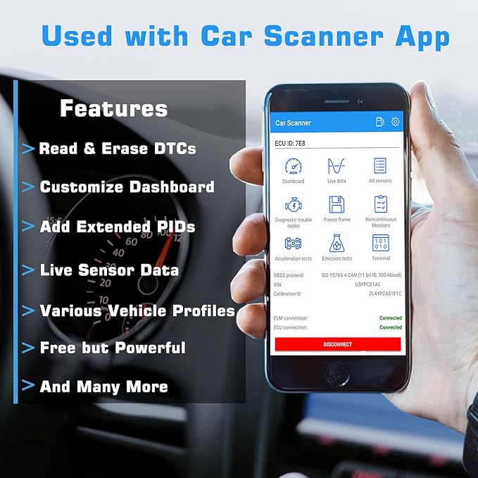 Veepeak Mini Bluetooth OBD2 Scanner Code Reader for Android (NOT for iOS) | Incompatible with iPhone or iPad. Check engine light diagnostics & live data for Android. Supports Torque & Car Scanner App.