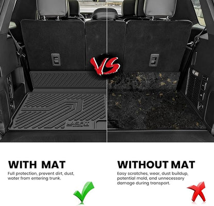 LASFIT Floor Mats&Cargo Backrest Mat for 7&8 Seats Ford Expedition Standard & Lincoln Navigator Standard 2025 2026 2027,Costom Fit All Weather Protection TPE Easy Clean Floor Liners,4pcs.