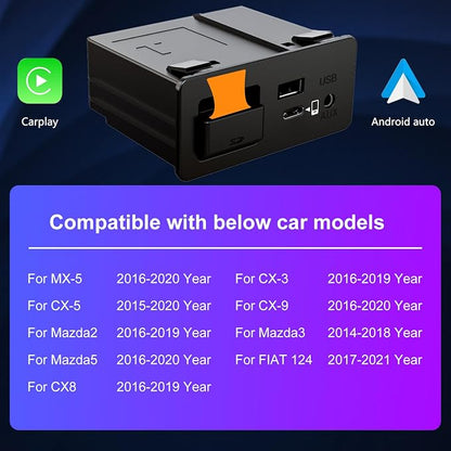 Type-C Mazda Apple CarPlay & Android Auto HUB OEM USB Retrofit Kit for Mazda 2/3/6/CX3 CX5/CX8/CX9/MX5/Miata 2014-2019 with MZD Connect System, TK78669U0C-NEW Upgraded P2.1 Supports PD Fast Charging