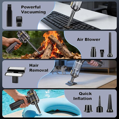 23000PA Portable Cordless Car Vacuum Cleaner,with Digital Display and 3-Speed Suction,Mini Handheld Vacuum for Car,LED Light,One-Touch Dust Emptying,Multiple Functions and Fast Charging