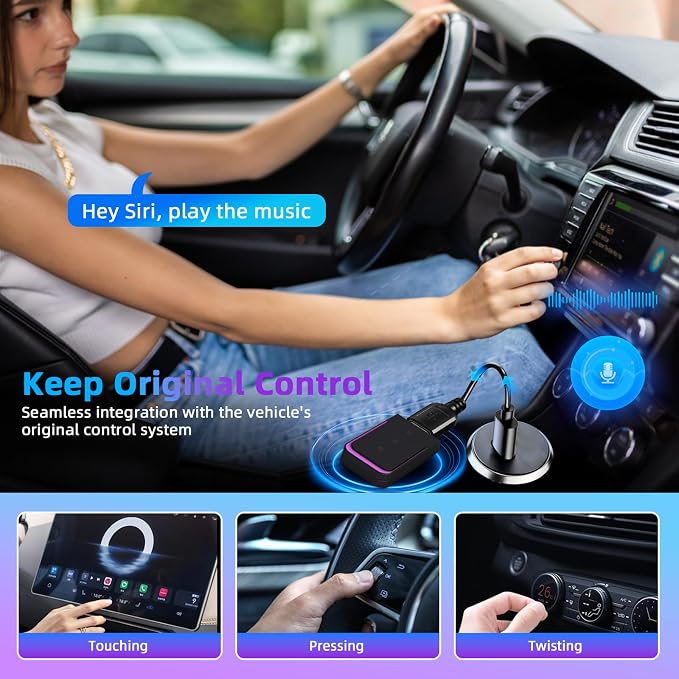 Mini Wireless Carplay Adapter for iPhone & Android, Plug and Play Low Latency Convert Wired to Wireless CarPlay Dongle for Cars with USB-A/C, Compatible with Cars from 2016 and iOS 10+/Android 11+