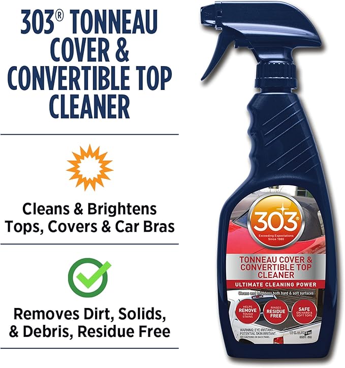 303 Products 30571CSR Tonneau Cover and Convertible Top Cleaner - Vinyl and Fabric Top Cleaner - Ultimate Cleaning Power - Helps Remove Tough Stains - Rinses Residue Free - 16 fl. oz. Packaging May Vary