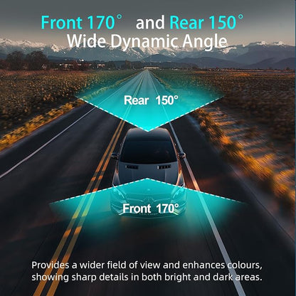 4K Dash Cam, Front and Rear Dual Dash Camera for Cars with 64GB Card, 5.8GHz WiFi, 360° Swivel Rear Camera, App Control, WDR, G-Sensor, Night Vision, Loop Recording, Parking Mode