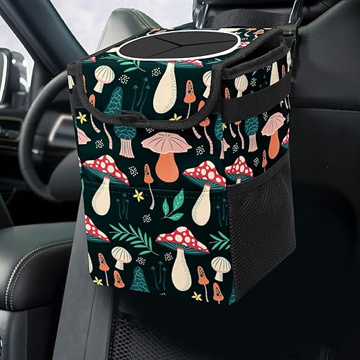 Car Trash Can – Multi-Purpose, Lightweight and Portable with Durable Water-Resistant Coating, No Installation Required, Practical and Ample Capacity, Variety of Colors.Mushroom