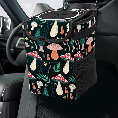 Car Trash Can – Multi-Purpose, Lightweight and Portable with Durable Water-Resistant Coating, No Installation Required, Practical and Ample Capacity, Variety of Colors.Mushroom