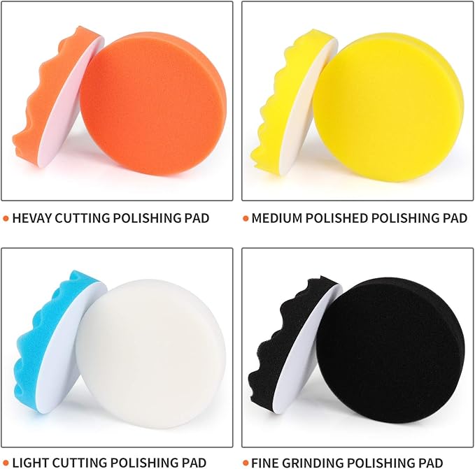 Kshineni 5 Inch(125 mm) Drill Polishing Pads 11 Pcs Car Polishers and Buffers Compound Buffing Kits Drill Attactment for Auto Polisher,Sanding,Waxing