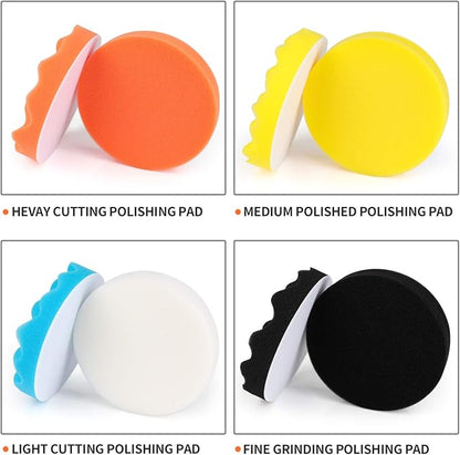 Kshineni Car Buffer Pads 6 Inch Buffing Polishing Pads, 11 Pcs Drill Buffing Kit, Auto Polisher Pads Car Foam Drill for Automotive Polishing, Waxing, Sanding, Sealing Glaze