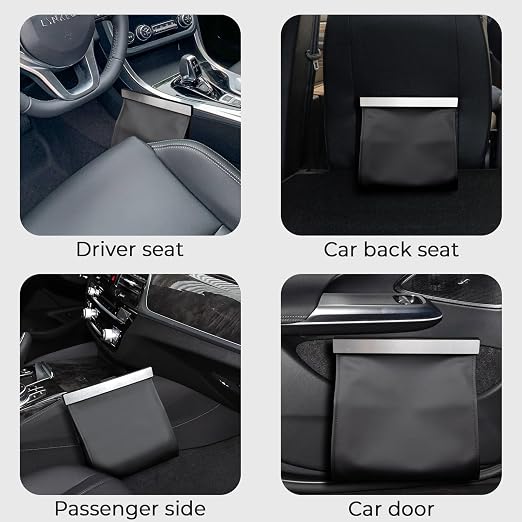 COZILO Leather Car Trash Can with Smart LED Light & Magnetic Closure,Leak-Proof, Odor-Lock Car Garbage Can for Any Cars, Sedans, SUVs, Trucks, Black