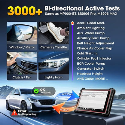 Autel MaxiCOM MK900 Bidirectional Scanner: 2026 Up of MaxiCheck MX808S MK808S, Work as MK900-BT MK900BT MX900 OBD2 Diagnostic Tool w/ 3000+ Active Test, 40+ Service, CAN-FD&DOIP, All System, FCA 11 OS