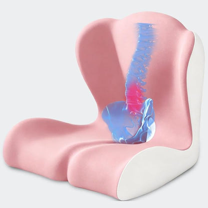 Seat Cushion for Office Chair and Car – L-Shaped Ergonomic Seat Cushions for Stability & Anti-Slip, Orthopedic Cushion for Sciatica, Back & Tailbone Pain Relief,Pink & Light Gray