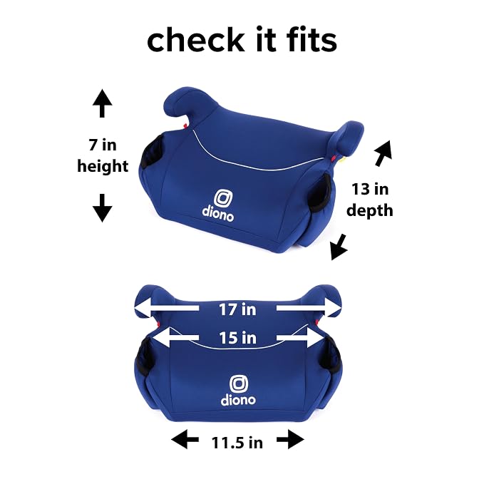 Diono Solana, No Latch, Pack of 2 Backless Booster Car Seats, Lightweight, Machine Washable Covers, Cup Holders, Blue