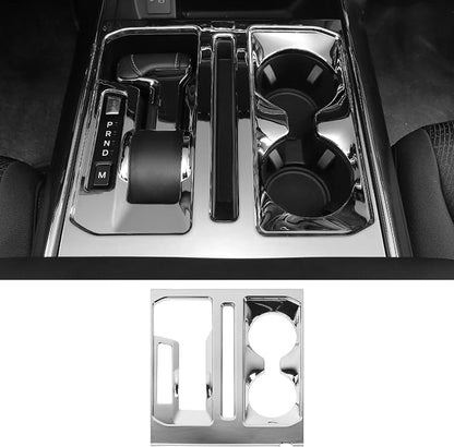 Jimen Compatible with Ford F150 2021-2025, Center Console Gear Shift Panel Trim Cover (Chrome)