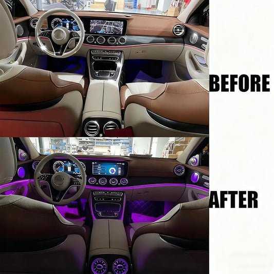 W213 Air Vent LED Ambient Light, 64 Colors Sync, 8 pcs/Set, Fits for 2017-2022 Mercedes Benz E200/E250/E300/E350/E400/E450/E53/E63 E-Class, NOT for 2 Door Coupe