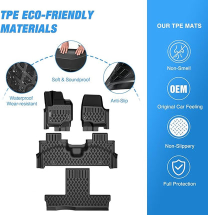 Nilight TPE Floor Mats for Ford Expedition Max Lincoln Navigator L 7 Seats 2025 2026 All Weather Custom Fit Heavy Duty Floor Liners