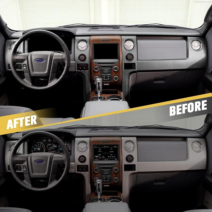 GearUp Dashboard Console Cover Trim Compatible with Ford F150 2009-2014 Dashboard Panel Cover Trim & Headlight Switch Bezel Cover Trim