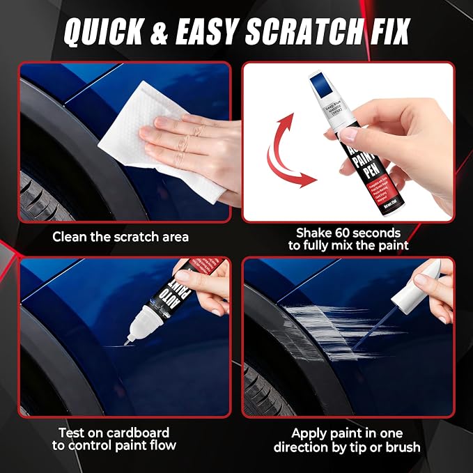 Touch Up Paint for Cars (Deep Blue Metallic PPSB), Compatible with Tesla Model Y/3/X/S, 0.4 fl oz Color Accurate 2-in-1 Car Paint Scratch Repair Pen, Easy to Use, Fast-Drying, Long-Lasting