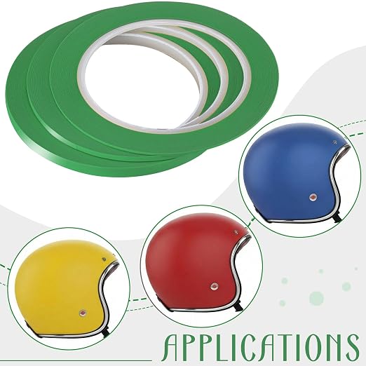 Nezyo 6 Pcs Vinyl Pinstripe Tapes Masking Painter Tapes High Temperature Low Tack Automotive Car Paint for Easy Removal Trim Thin Finishing Masking (Green,1/16,1/8, 1/4 Inch)