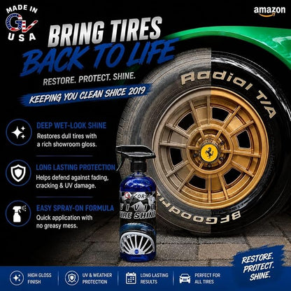 Detailing Products Vivid Tire Shine, Tire Dressing, Tire Gloss, Tire Shine Spray, car tire shine (16 oz)