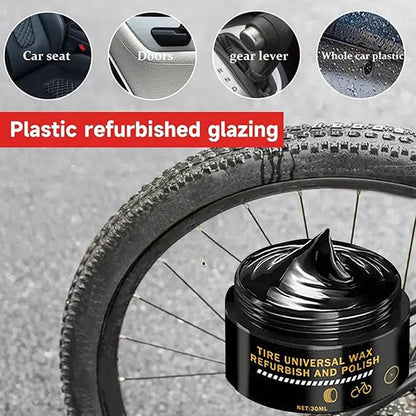 Tire Wax - Wheel Shine Paste, Rim Polishing Cream | Car Detailing Dressing Solution Bike Rubber Restoration Cleaner surfece treatmant Outdoor Gloss Finisher Auto Maintenance Product Use