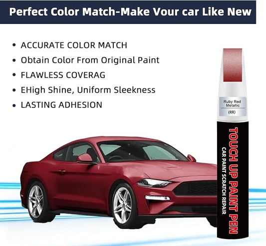 Ruby Red Metallic Tinted Clearcoat(RR) Touch Up Paint for Ford 2-in-1 Car Scratch Repair Pen with Tip&Brush, DIY Color-Code Matched Auto Paint for Rock Chips Door Scratches Paint Nicks Bumper Marks