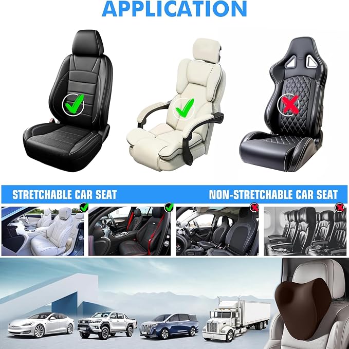 Neck Pillow for Car Neck Pillow for Driving, car headrest Pillow Head and Neck Rest Pillow for car headrest, Brown Neck Support Pillow for car Driving seat of Accessories with Memory Foam