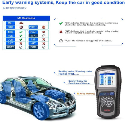 Autel MaxiLink ML519 OBD2 Scanner [Same as AutoLink AL519], 2026 OBDII Diagnostic Scan Tool, Enhanced Mode 6 Fault Code Reader, Check Engine Light (MIL), One-Click Smog Check, Upgraded Ver. of AL319