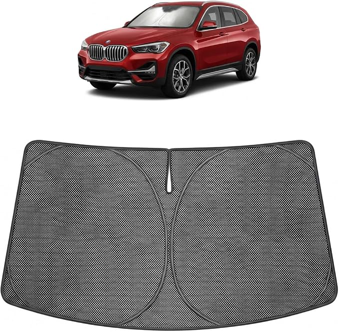 Proadsy Windshield Sun Shade Custom Fit BMW X1 2023-2026 Ice Crystal Black Front Window Sunshade UV and Heat Blocker Foldable Visor Keeps Car Cooler for Summer Parking and Daily Use
