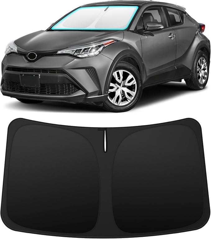 INSAUTO Custom Fit Windshield Sun Shade Accessories for Toyota CHR CH-R 2018-2023, Foldable Front Window Sunshade, UV & Heat Reflector, Keeps Interior Cool, Includes Storage Bag