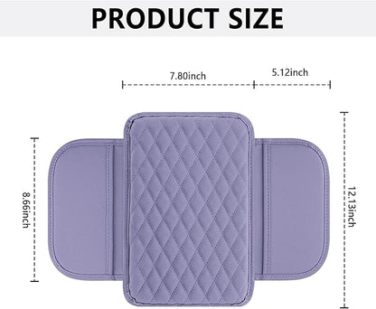 Stacool Upgraded Car Center Console Cover,Microfiber Leather Car Armrest Cover Cushion with 2 Storage Bags,Universal Car Armrest Storage Box (Purple)