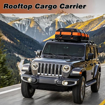 20 Cubic Feet Roof Cargo Bag - Heavy Duty Waterproof Car Top Carrier with 840D PVC, Anti-Slip Mat, 6 Door Hooks, Luggage Lock, for SUV Truck Minivan Without Rack