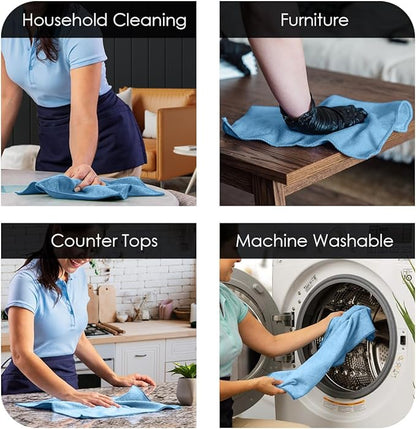 Avalon Towels Microfiber Cleaning Cloths (Value Pack of 12) - Size 12 x 12 Inches, Highly Absorbent Cleaning Rags, Lint Free, Reusable and Washable, Microfiber Towels for Cars