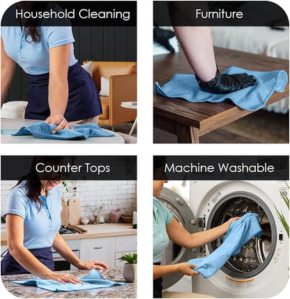 Avalon Towels Microfiber Cleaning Cloths (Value Pack of 36) - Size 16 x 16 Inches, Highly Absorbent Cleaning Rags, Lint Free, Reusable and Washable, Microfiber Towels for Cars