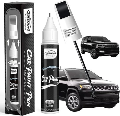 Diamond Black Crystal Pearl(PXJ/KXJ) for Jeep Touch Up Paint Pen, 2 in 1 Car Scratch Remover with Pen Tip and Brush, Precise Color Match for Car Paint Scratch Repair, Quickly and Easily Fix Chips and Nicks