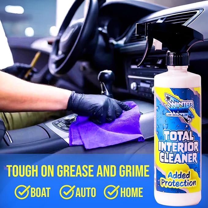 Winter White Premium Total Interior Cleaner with Ceramic Protection – Includes 2 Microfiber Towels – Safe for Cars, Trucks, SUVs, Jeeps, Motorcycles, RVs & More – 16 fl oz