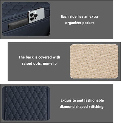 Stacool Upgraded Car Center Console Cover,Microfiber Leather Car Armrest Cover Cushion with 2 Storage Bags,Universal Car Armrest Storage Box (Blue)