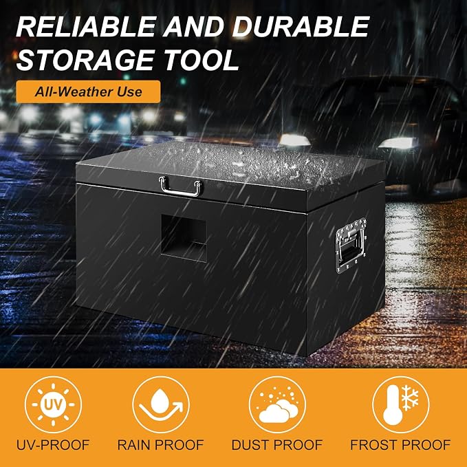 30" Truck Tool Box,Heacy Duty Metal Storage Organizer with Strong locking tongue,Trailer Tongue Box with Safe Hinge, for Truck,Pickup,RV,Garage,Best gift for family and friend,Black Power Coating