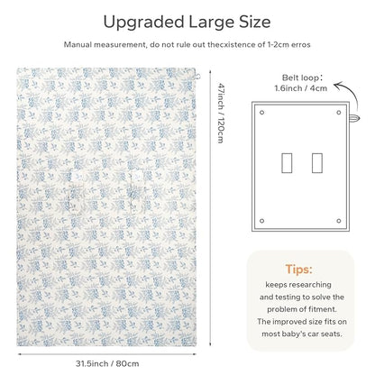 SERAPHY 2-in-1 Muslin Baby Car Seat Cover & Nursing Cover, Soft Lightweight Breastfeeding Cover for Boys and Girls,Breathable Canopy for Infant Carseat & Stroller for Summer—Blueberrie