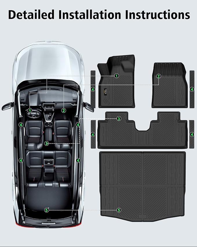 Floor Mats & Cargo Liner Custom Fit for Ford Mustang Mach E 2021-2025 2026 (NOT for Mustang) All Weather TPE Rubber 1st & 2nd Floor Liners Automotive Trunk Mat for Mach E 2025 Accessories, Black