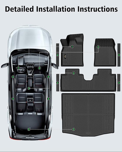 Floor Mats & Cargo Liner Custom Fit for Ford Mustang Mach E 2021-2025 2026 (NOT for Mustang) All Weather TPE Rubber 1st & 2nd Floor Liners Automotive Trunk Mat for Mach E 2025 Accessories, Black