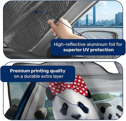 GENANY Panda Windshield Sun Shade for Car SUV Truck (55x30 Inches), Front Window Visor for Windows, Protector Blocks UV, Car Decor